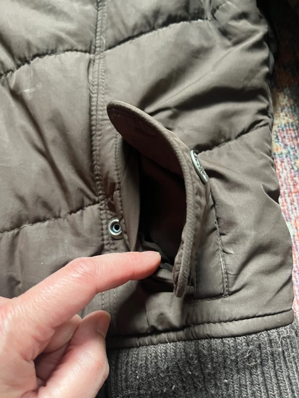 Hollister Quilted Bomber Jacket with Removable Faux Fur Hood - Brown - Large - Picture 15 of 16